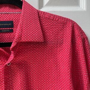 Gem Malki Modern Fit Seersucker Long Sleeves 100% Cotton Men's Cool Shirt Size M